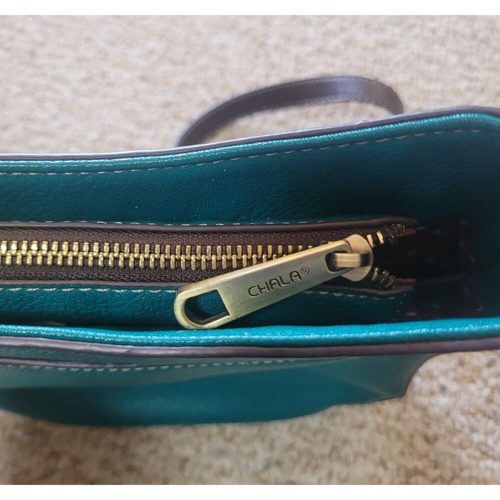 Chala Sloth Messenger Crescent Crossbody Purse Bag Turquoise Blue Embroidered - Picture 6 of 12